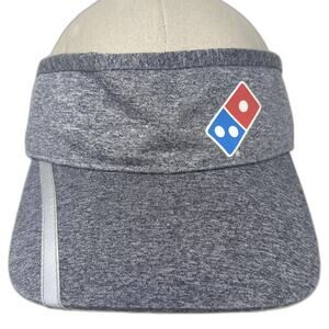 Domino's Visor Gray OS Adjustable Reflective Stripe Polyester Embroidered Hat